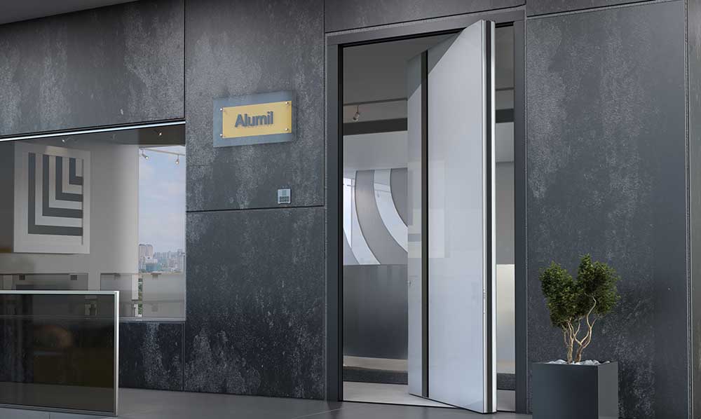 Пространство без граници – модерният прочит на входна врата със SD115 от Alumil